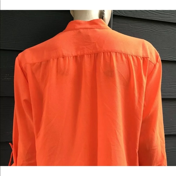 Alberto Makali Women Top Sz L Orange Roll on Slv - Picture 6 of 8